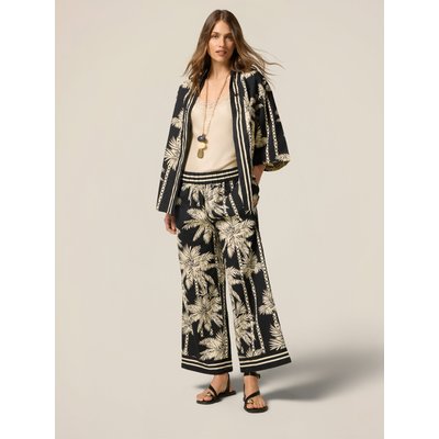 Pantalon palazzo en popeline de coton frais à motifs OLTRE