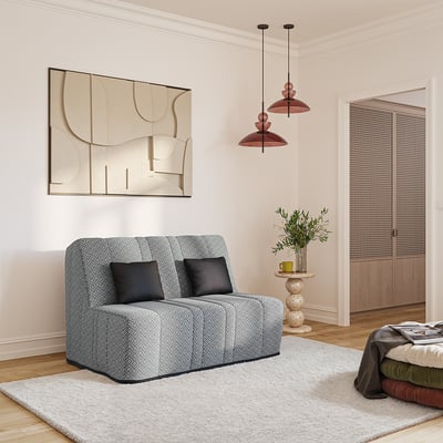Banquette convertible NEA BZ , couchage 140x190, avec 2 coussins OFFERTS, Coton noir RELAXIMA