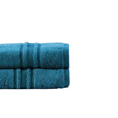 Serviette de toilette coton Lola II bleu paon LOLA II CARRE BLANC