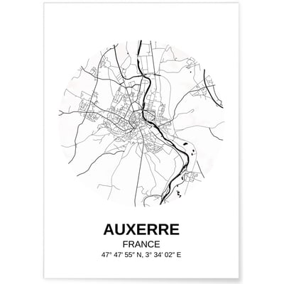 Affiche Carte Auxerre L'AFFICHERIE