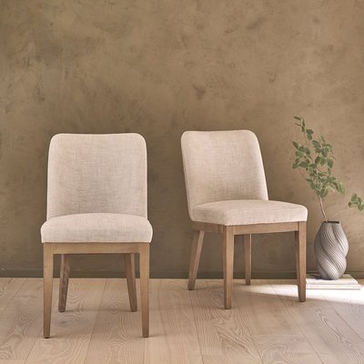 Lot de 2 chaises en chêne massif et tissu lin  MARGOT BERAH GETAH