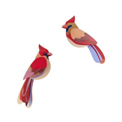 Oiseaux décoratifs carton  Cardinals set de 2 STUDIO ROOF