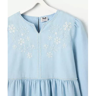 Vestido de mangas compridas em ganga leve TAPE A L'OEIL