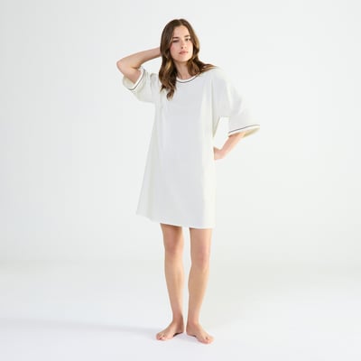 Chemise de nuit courte col rond en coton MYSTÉRIEUSE LAURENCE TAVERNIER