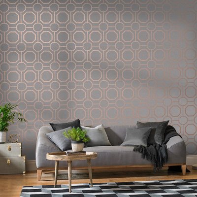 Papier peint Sashiko Pink Gold GRAHAM ET BROWN