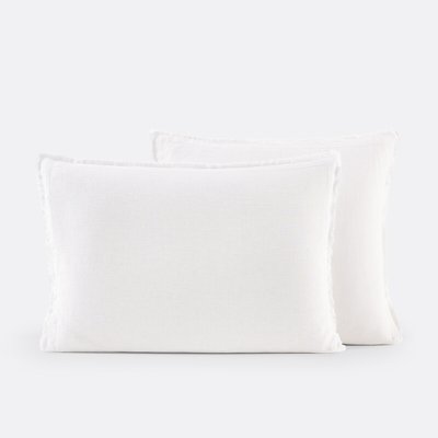 Linot Fringed Washed Linen Pillowcase LA REDOUTE INTERIEURS