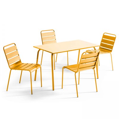 Salon de jardin table et 4 chaises en métal, PALAVAS OVIALA