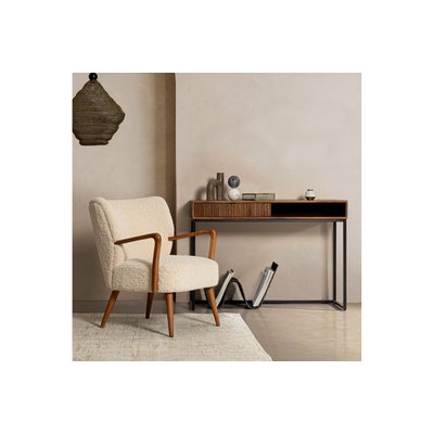 Fauteuil crapaud à accoudoirs en tissu peluche - JIM HELLIN, DEPUIS 1862