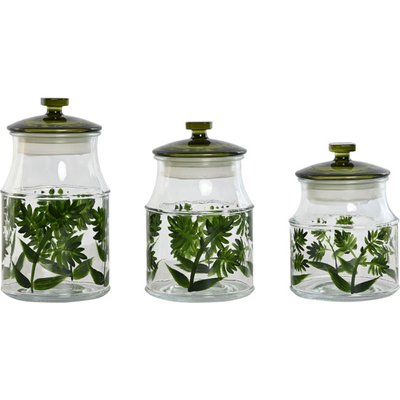 Set de 3 pots en verre botanique 12x12x23.5cm WADIGA