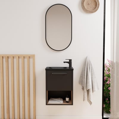 Ensemble lave-mains avec niche et miroir ovale NIKA MOB IN