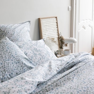 Housse de couette en percale de coton, AQUARELLE BLANC CERISE