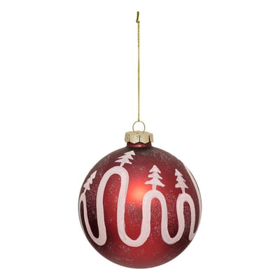 Boule de Noël en verre vague rouge et blanc D. 100 mm FEERIC LIGHTS & CHRISTMAS
