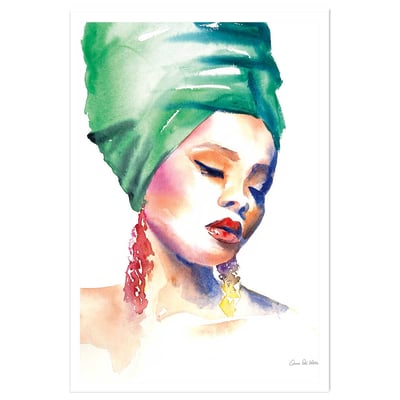 Affiche mode Portrait turban vert HEXOA