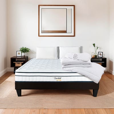 Pack Bartoldi - Matelas + Sommier + Accessoires - La chambre équipée en une fois - 22 cm d'épaisseur BELLECOUR