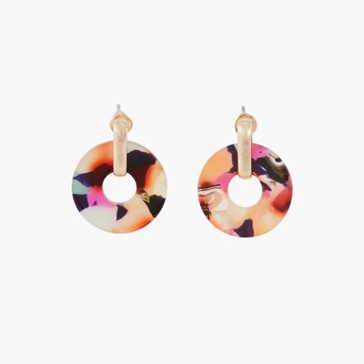 Boucles d'oreilles rondes en résine multicolores BALABOOSTE