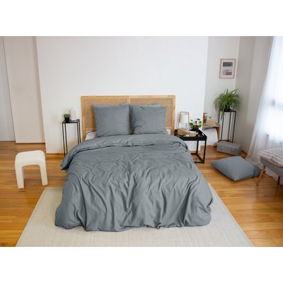 Parure housse de couette microfibre effet flanelle, Ardoise C DESIGN HOME TEXTILE