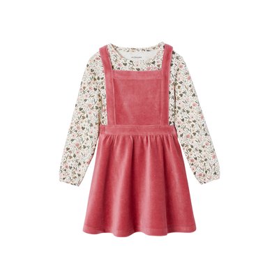 Ensemble robe tablier en velours et t-shirt VERTBAUDET