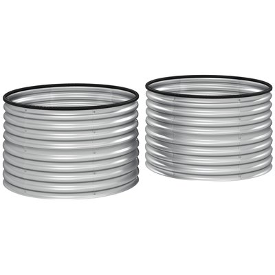 Lot de 2 jardinières rondes tôle acier galvanisé dia. 90 cm argenté OUTSUNNY