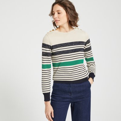 Pull rayé, col rond, en fine maille ANNE WEYBURN