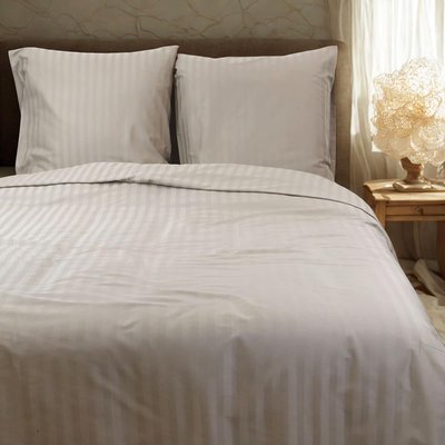 Parure housse de couette coton bande satin 120 fils MIRAGE LINANDELLE