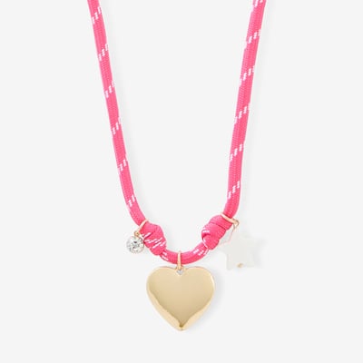Collier cordons rose à charms cœur et étoile BALABOOSTE