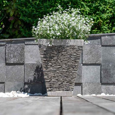 Pot bac jardinière pierre naturelle ardoise carré hauteur 50cm WANDA COLLECTION