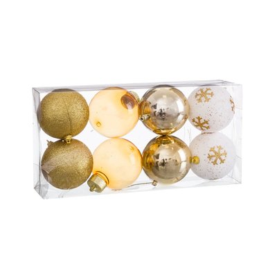 Set de 8 boules de Noël dorées - 8cm WADIGA