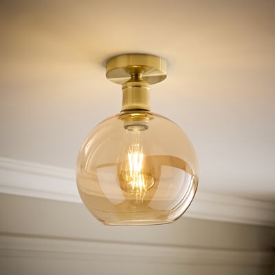 Brady Glass Globe Flush Ceiling Light SO'HOME