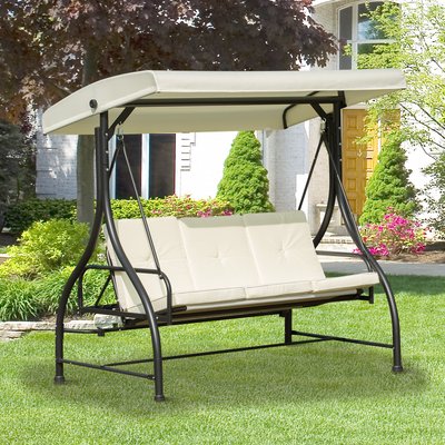Balancelle de jardin 3 places convertible crème noir OUTSUNNY