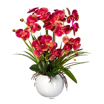 Orchidée factice 3 hampes vase céramique H58 ARTIFICIELLES