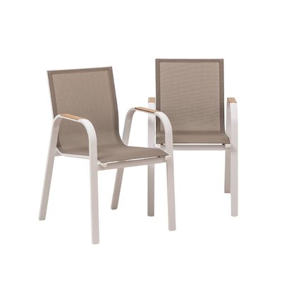 Chaise de jardin taupe en aluminium (lot de 2) AYDEN MADE IN MEUBLES 
