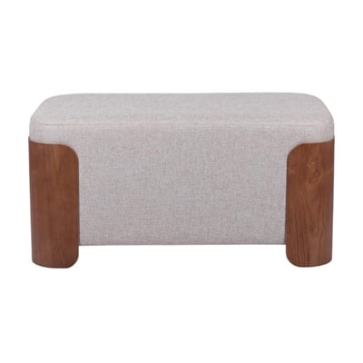 Banc en tissu taupe et bois L80 cm Aubépine AMADEUS
