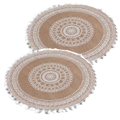 Lot de 2 sets de table en jute avec pompons AZUSA TOILINUX