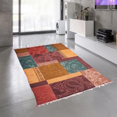 Tapis kilim fait main en coton motif ethnique UN AMOUR DE TAPIS