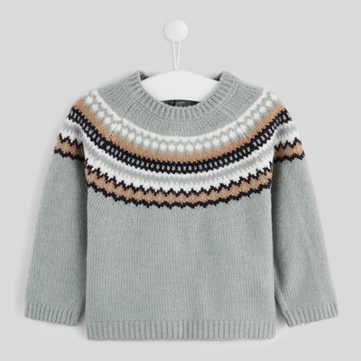Pull manches longues col rond jacquard, certifié OEKO-TEX BOUT'CHOU