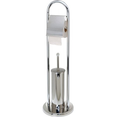 Dérouleur Papier WC + Brosse WC sur Pied Métal Chromé WADIGA