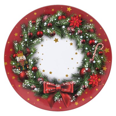 Assiette de présentation "Soir de Noël" D33cm motif couronne ATMOSPHERA
