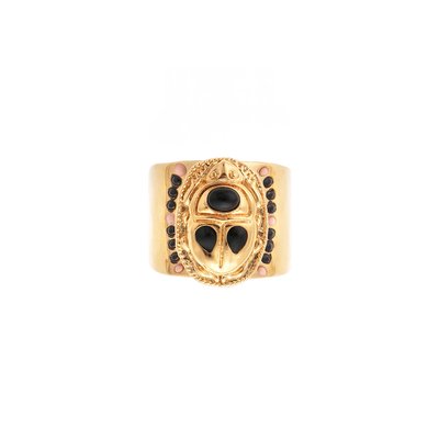 Bague réglable cabochon scarabé avec émail TREZOR HIPANEMA