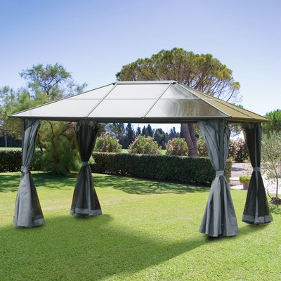 Pavillon de jardin dim. 4L x 3l x 2,65H m alu. métal polycarbonate OUTSUNNY