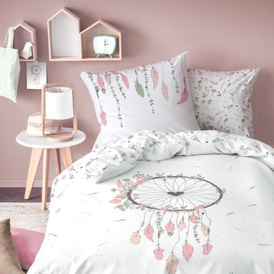 Parure de lit imprimée 100% coton, ATTRAPE COEUR MATT ET ROSE