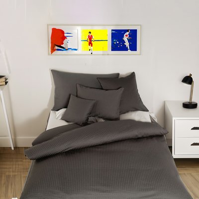 Seersucker Duvet cover - grey color EUROPE & NATURE 