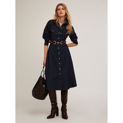 Robe CHEMISIER mi-longue en denim de coton stretch MOTIVI