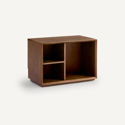 Caisson bas ouvert, plaqué noyer, pour bibliothèque modulable MIKUBE AM.PM