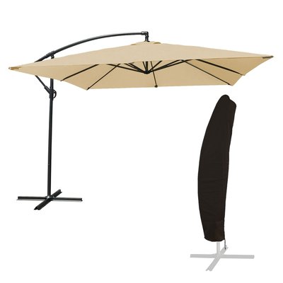 Parasol déporté et housse, 270x270cm, MOLOKAI HAPPY GARDEN