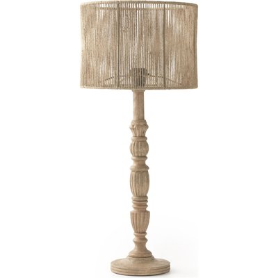 Lampe de table artisanale en bois et jute naturelle RECOLLECTION