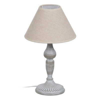 Lampe à poser en métal gris et abat-jour en lin beige 20x20x34cm WADIGA