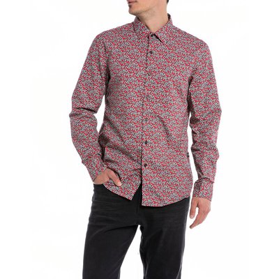 Camisa direita e estampada, mangas compridas REPLAY
