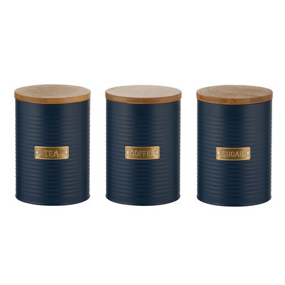 Set of 3 Otto Tea Coffee Sugar Storage in Navy TYPHOON