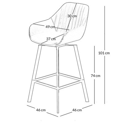 Chaise de bar pivotante gris foncé pieds métal Moss ZAGO