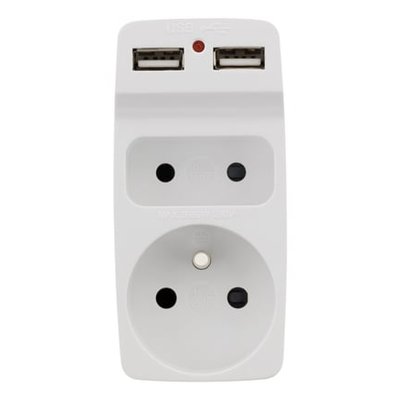 Biplite 1x6a Et 1x16a + 2 Usb Blanc HBF INOTECH